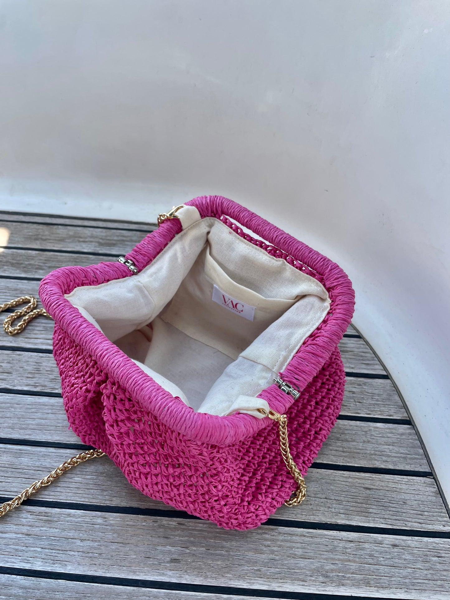 The Raffia Handle Bag - Pink