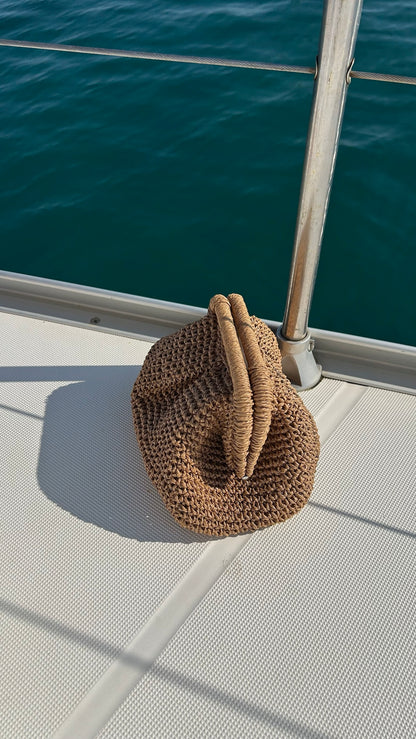 The Raffia Handle Bag - Brown