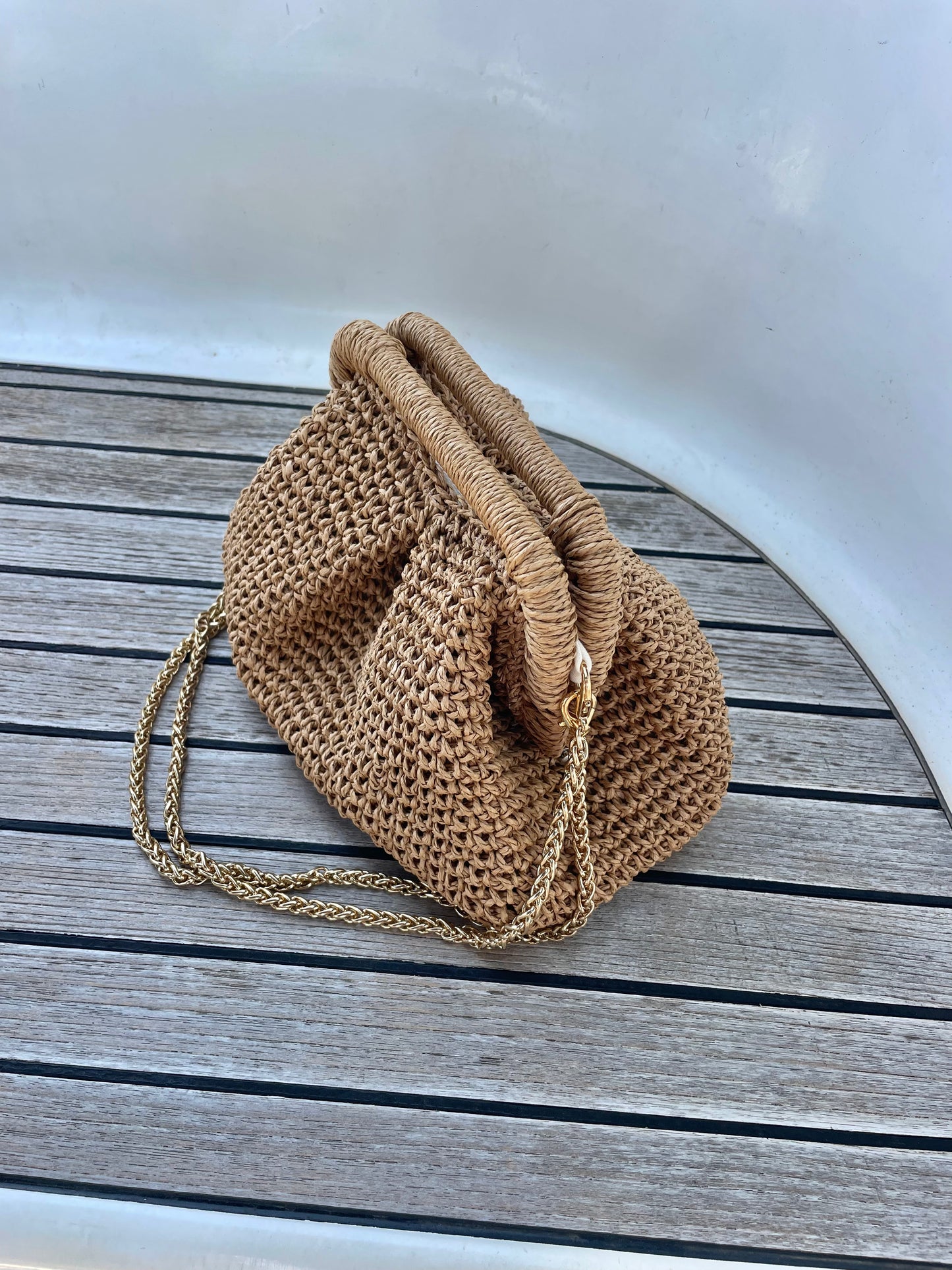 The Raffia Handle Bag - Brown