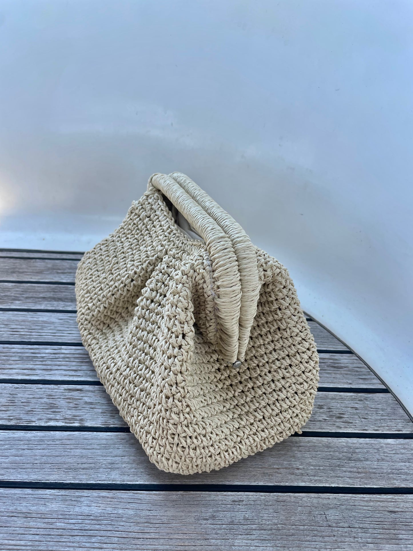 The Raffia Handle Bag - Cream