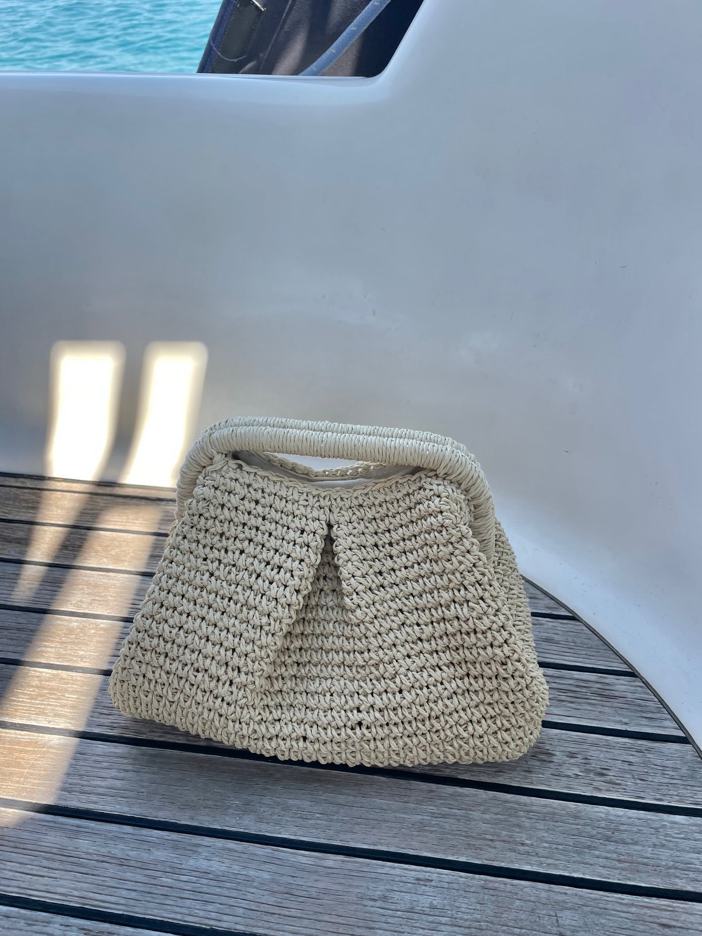 The Raffia Handle Bag - Cream