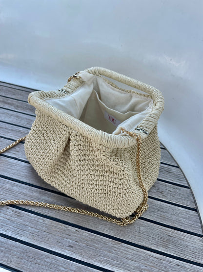 The Raffia Handle Bag - Cream
