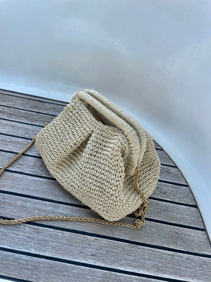 The Raffia Handle Bag - Cream