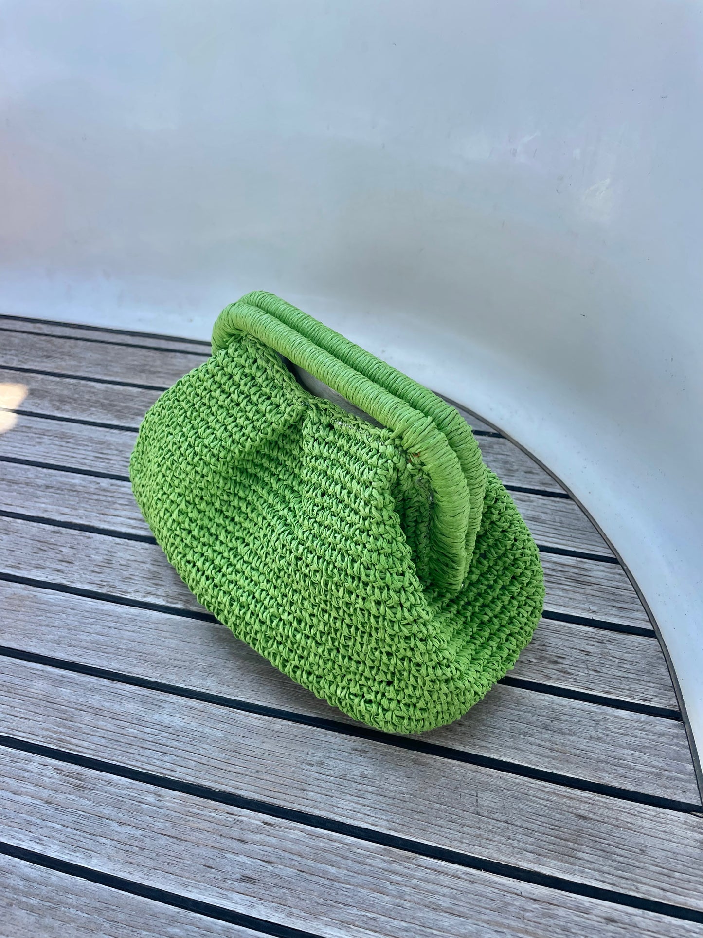 The Raffia Handle Bag - Green