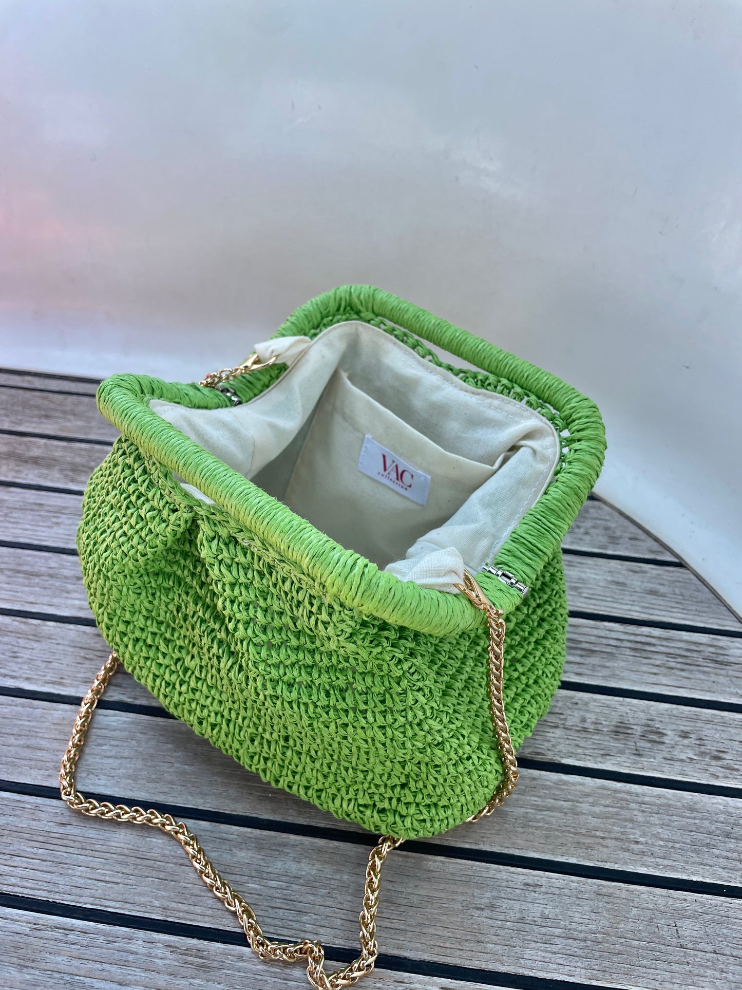 The Raffia Handle Bag - Green