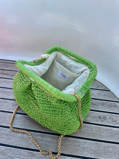 The Raffia Handle Bag - Green