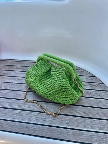 The Raffia Handle Bag - Green