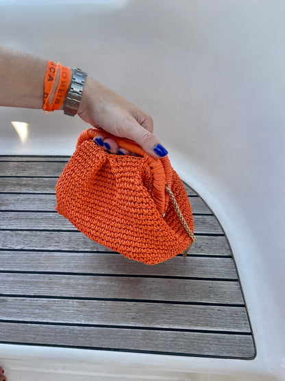 The Raffia Handle Bag - Orange