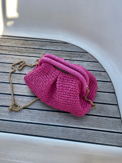 The Raffia Handle Bag - Pink